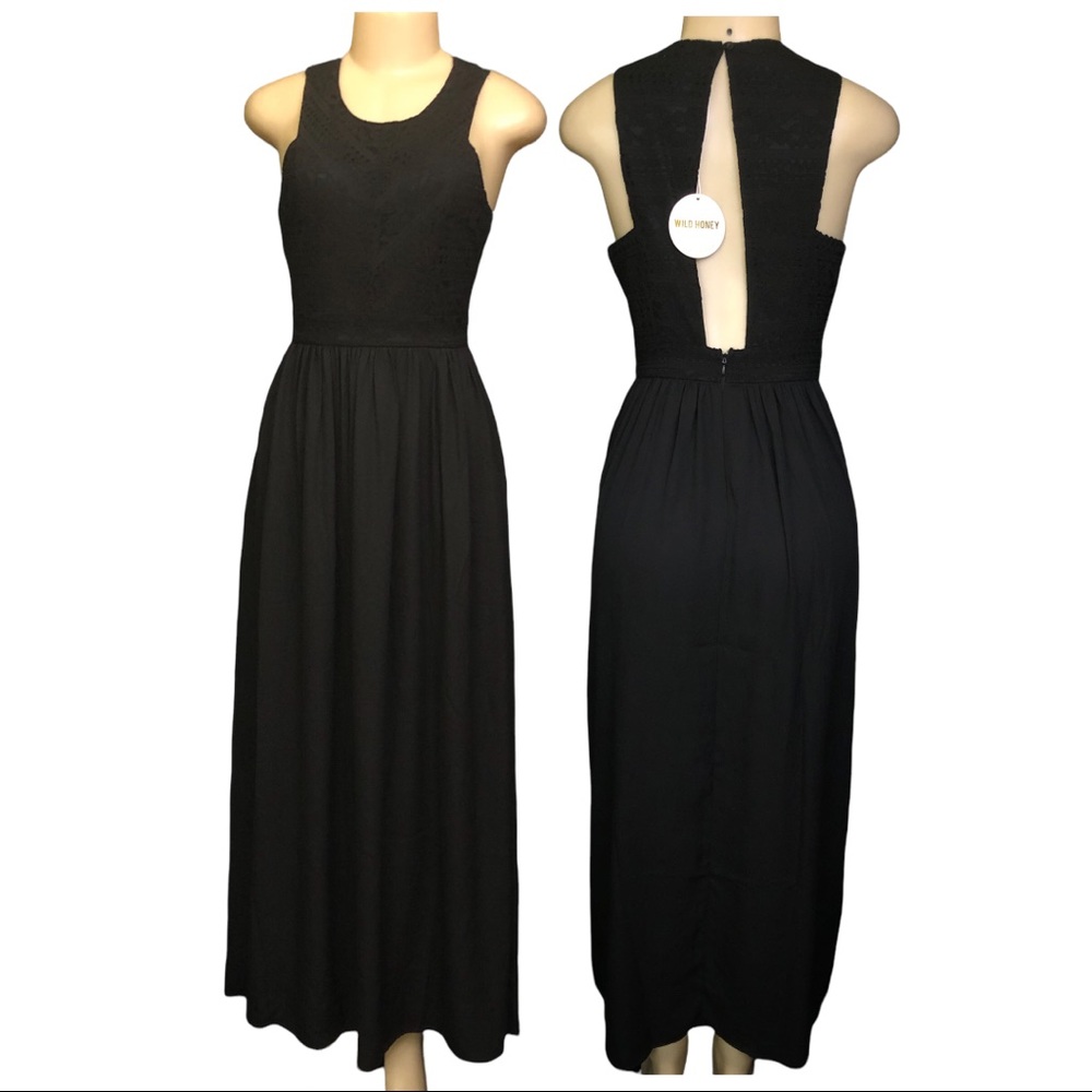 Wild Honey Black Lace Sleeveless Maxi Dress